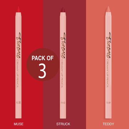 Florence V.02 Pack Of 3 Creamy Lip Pencils