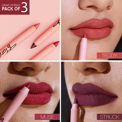 Florence V.02 Pack Of 3 Creamy Lip Pencils